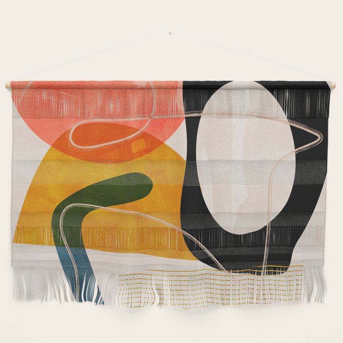 Mid Century Shapes Abstract Painting Wall Hanging