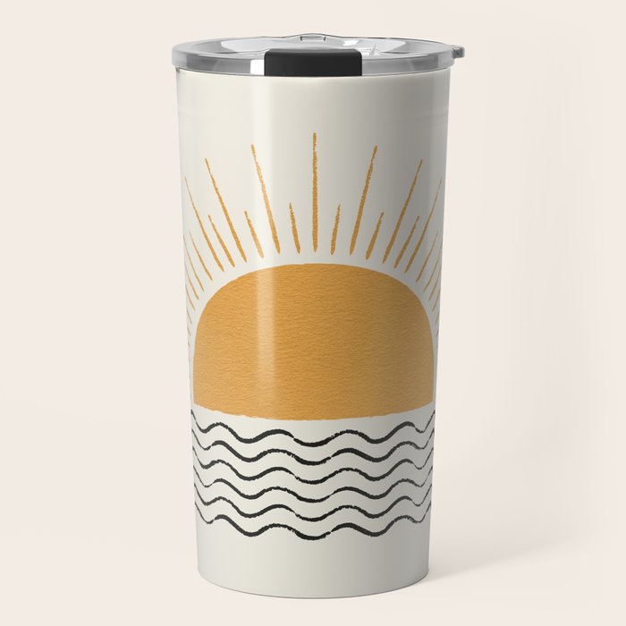 Sunrise Ocean -  Mid Century Modern Style Travel Mug