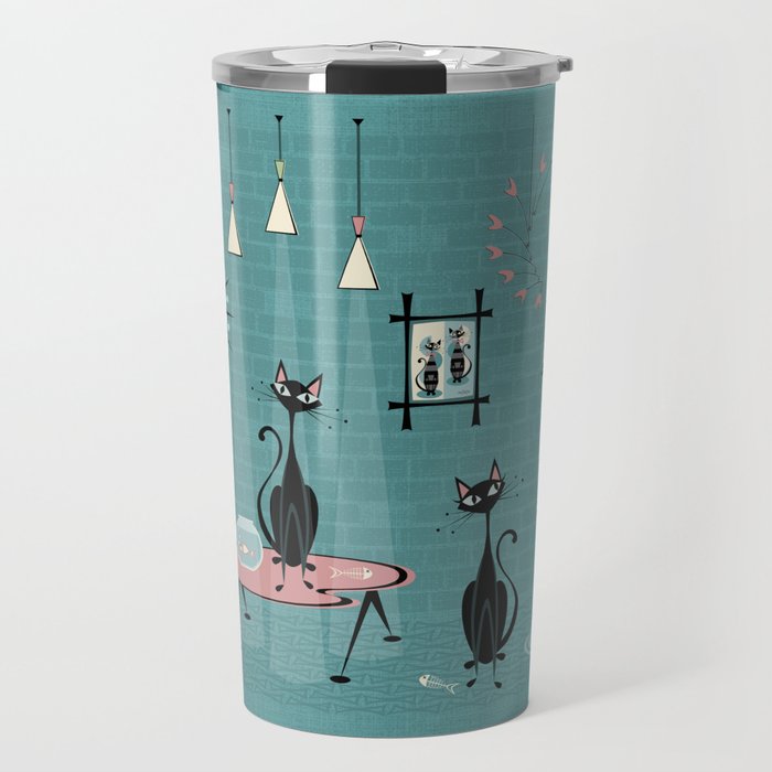 Mid Century Kitty Mischief - ©Studioxtine Travel Mug