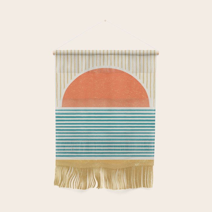 Sun Beach Stripes - Mid Century Modern Abstract Wall Hanging