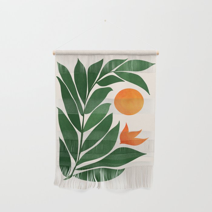 Tropical Forest Sunset / Mid Century Abstract Shapes Wall Hanging