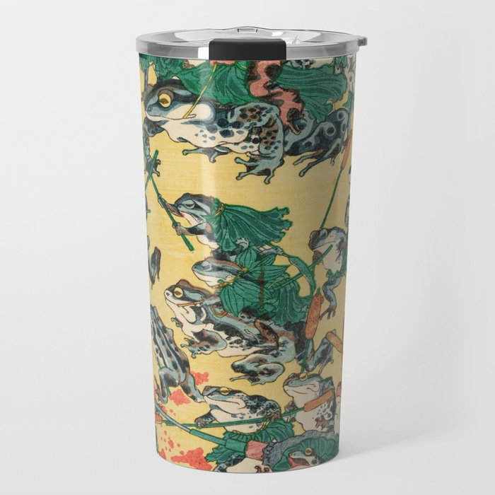 Frog Battle Japanese Print By Kawanabe Kyosai, 1864 Travel Mug