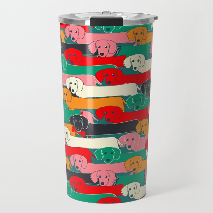 Dachshund Pattern- Happy Dogs Travel Mug