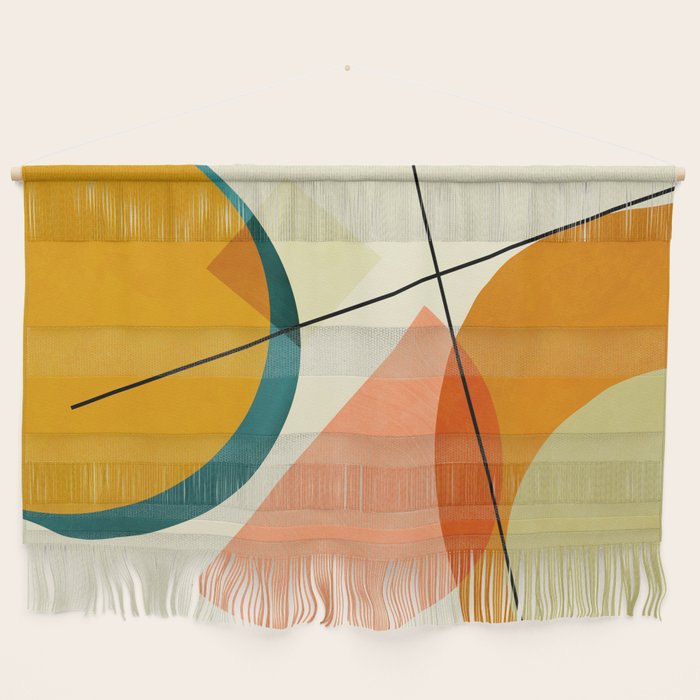 Mid Century Geometric Shapes Painted Abstract Iii Wall Hanging