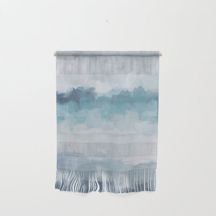 Stormy Seas - Aqua Teal Turquoise Sky Blue White Gray Abstract Art Modern Painting Wall Hanging