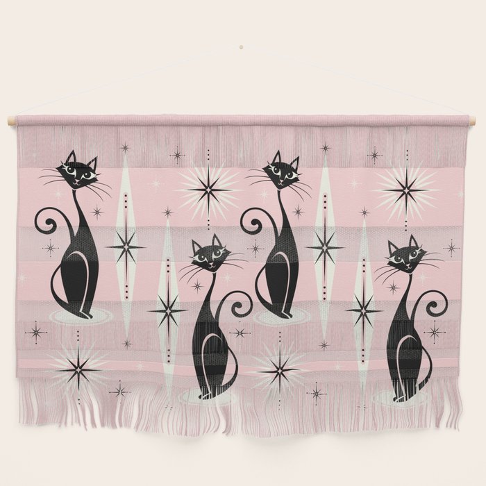Mid Century Meow Retro Atomic Cats ©Studioxtine Wall Hanging