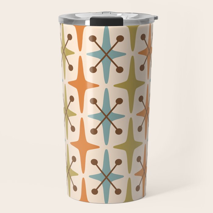 Mid Century Modern Googie Star Pattern Mid Mod Travel Mug