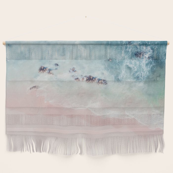 Ocean Pink Blush Beach Print - Aerial Beach - Sea Photo - Travel Photography By Ingrid Beddoes Wall Hanging