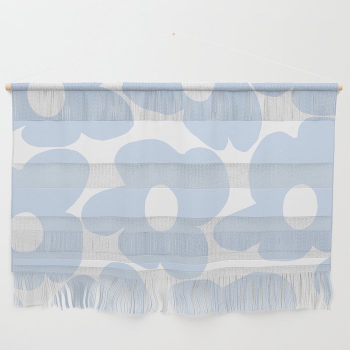 Large Baby Blue Retro Flowers White Background #Decor #Homestorie #Buyart Wall Hanging