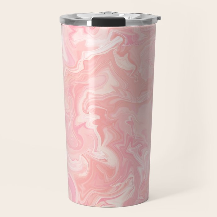 Blush Pink Abstract Watercolor Marble Pattern Travel Mug