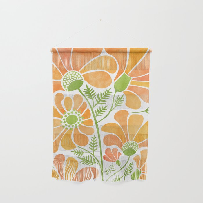 Happy California Poppies Floral Wall Hanging