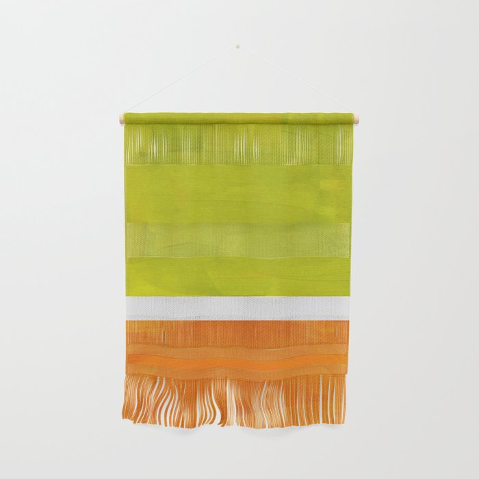 Retro Lime Green Minimalist Abstract Color Block Rothko Midcentury Modern Art Wall Hanging