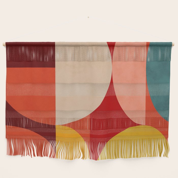 Shapes Of Red Mid Century Art Wall Hanging