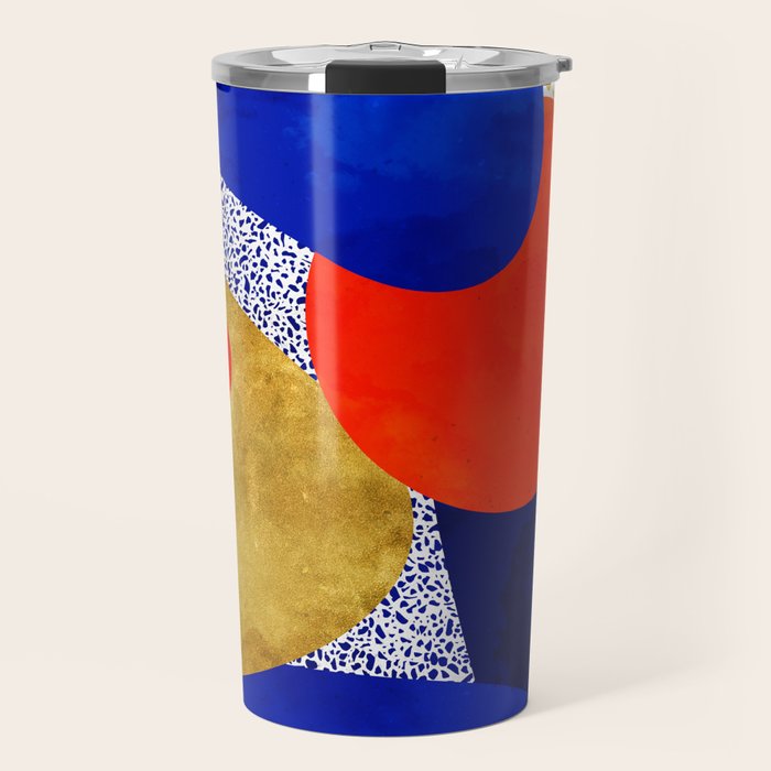 Terrazzo Galaxy Blue Night Yellow Gold Orange Travel Mug