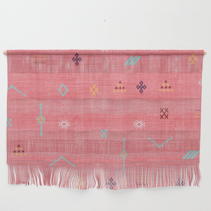 Cactus Silk Pattern In Pink Wall Hanging