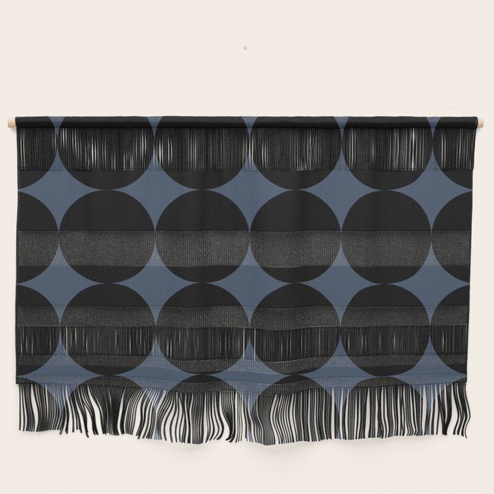 Circular Minimalism - Retro Blue Black Wall Hanging