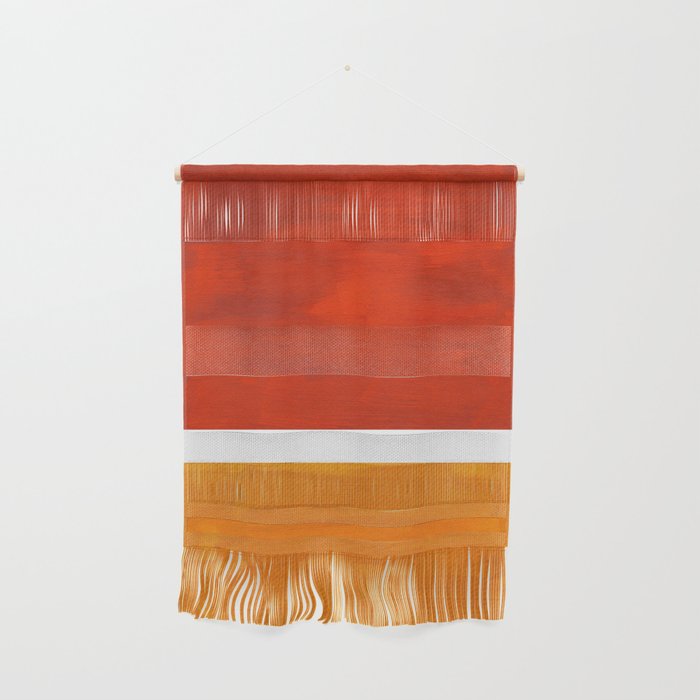 Burnt Orange Yellow Ochre Mid Century Modern Abstract Minimalist Rothko Color Field Squares Wall Hanging