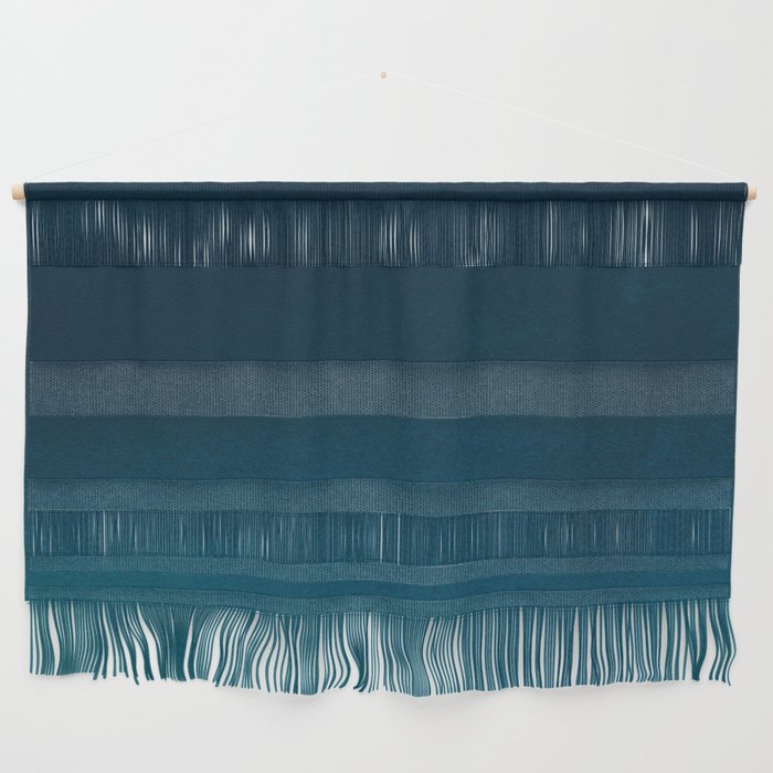 Navy Blue Teal Hand Painted Watercolor Paint Ombre Wall Hanging