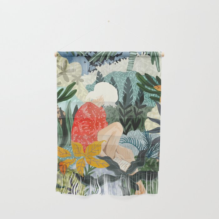 The Distracted Reader | Mindfulness Solo Travel | Bohemian Jungle Botanical Mood | Nature Book Lady Wall Hanging
