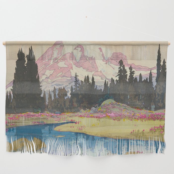Mount Rainier Vintage Beautiful Japanese Woodblock Print Hiroshi Yoshida Wall Hanging