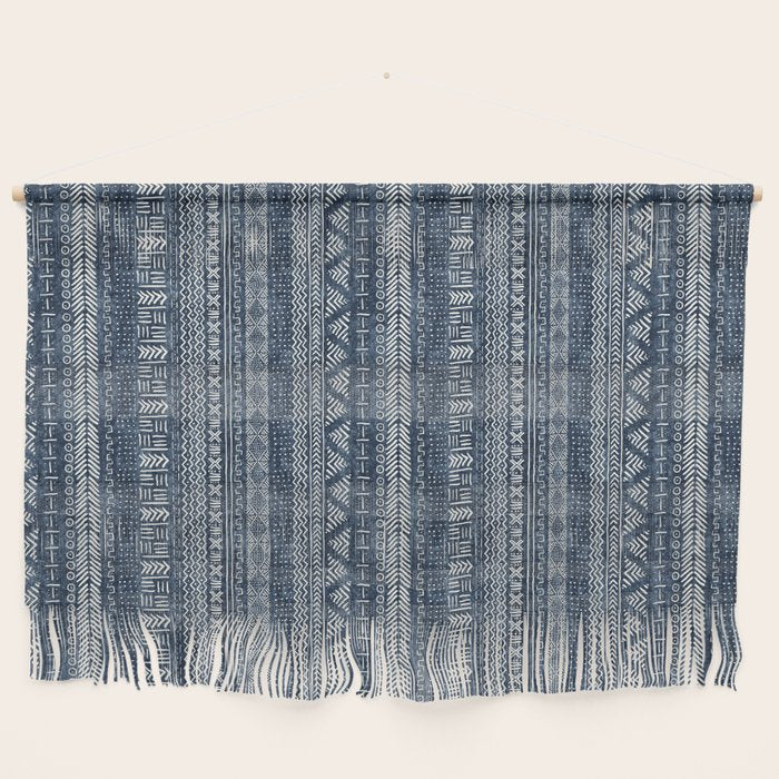 Funky Vertical Stripe In Indigo Wall Hanging