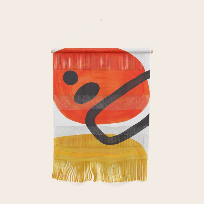 Midcentury Modern Colorful Abstract Pop Art Space Age Fun Bright Orange Yellow Colors Minimalist Wall Hanging