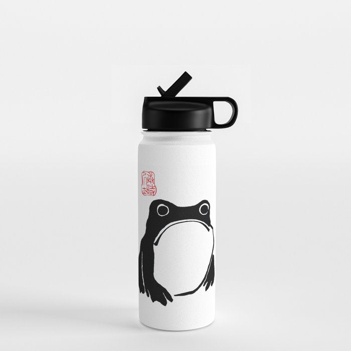 Unimpressed Frog Japanese Woodblock Matsumoto Hoji  Water Bottle