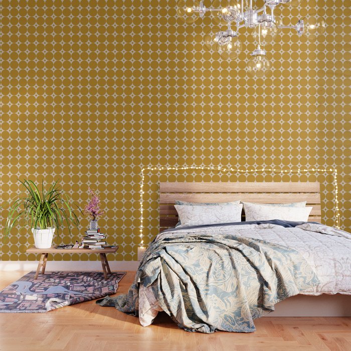 Futura Mid-Century Modern Minimalist Abstract Pattern In Mustard Gold Wallpaper