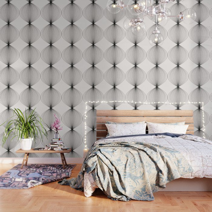 Geometric Orb Shapes - Black And White Wallpaper