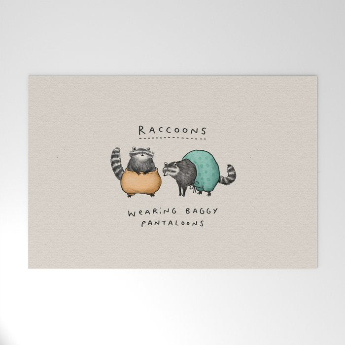 Raccoons Wearing Baggy Pantaloons Welcome Mat