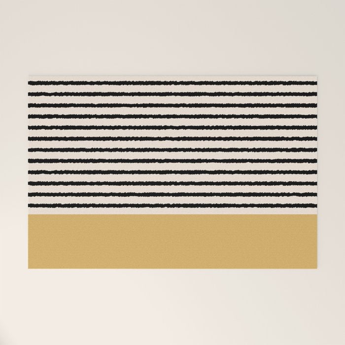 Texture - Black Stripes Gold Welcome Mat