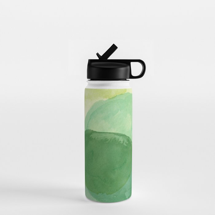 Abstract Organic Watercolor Shapes Painting In Green Water Bottle
