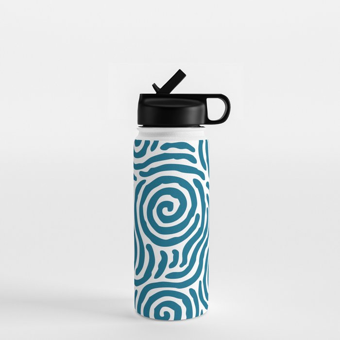 Ripple Effect Pattern Peacock Blue Water Bottle