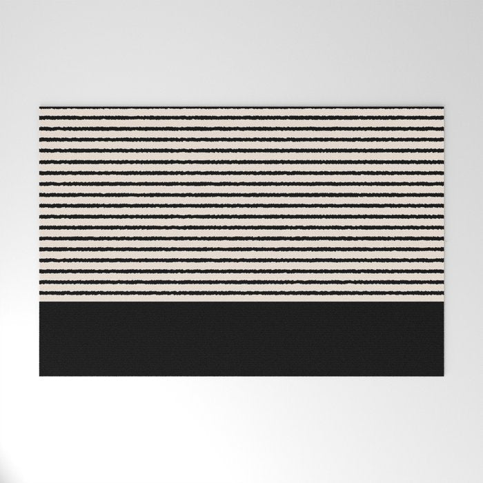 Texture - Black Stripes Blocks Welcome Mat