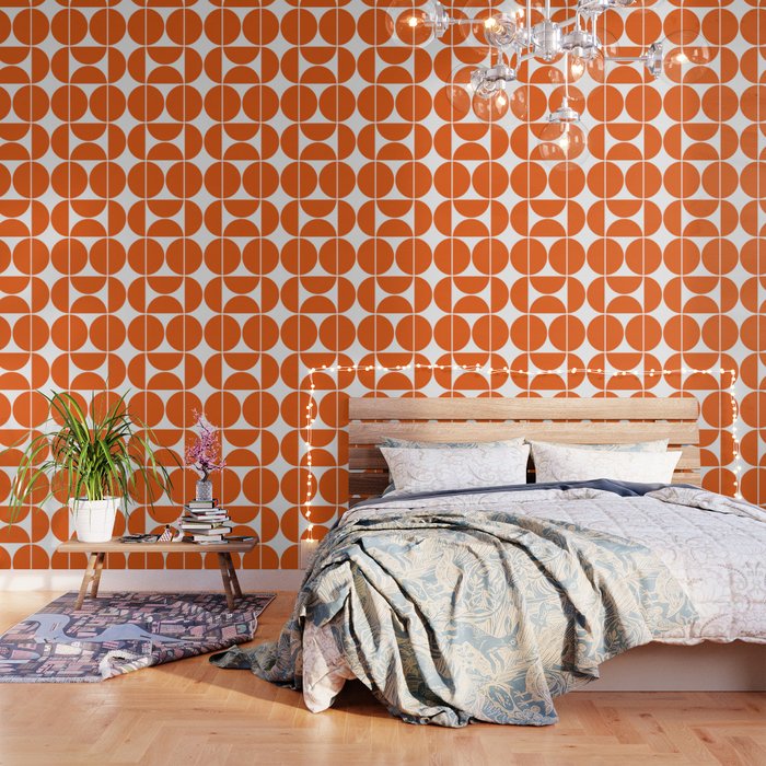 Mid Century Modern Orange Square Wallpaper
