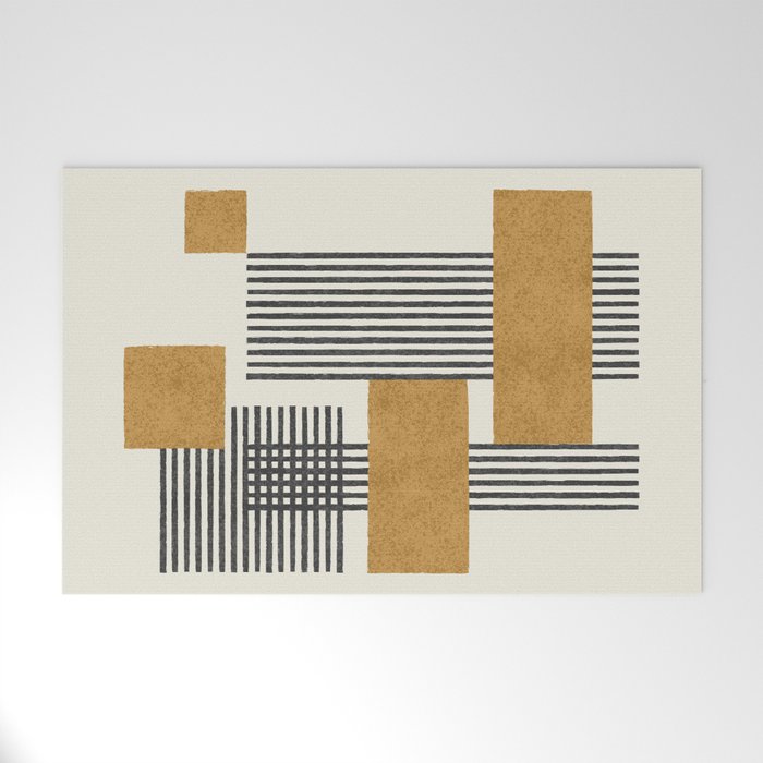 Stripes And Square Composition - Abstract Welcome Mat