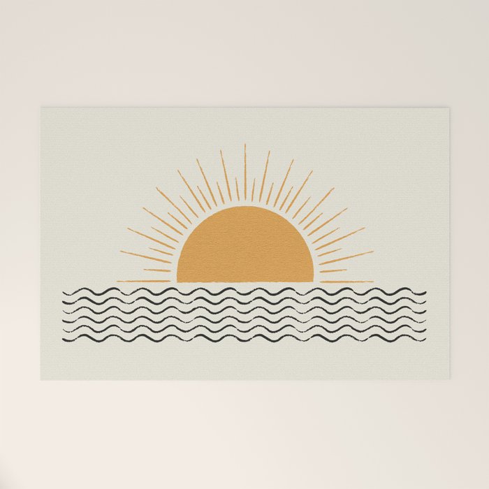 Sunrise Ocean -  Mid Century Modern Style Welcome Mat