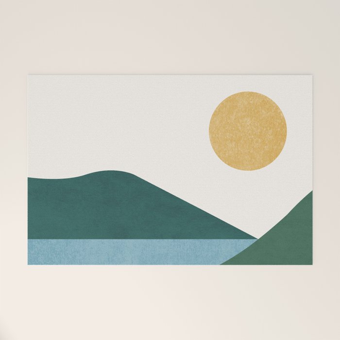 Sunny Lake - Abstract Landscape Welcome Mat