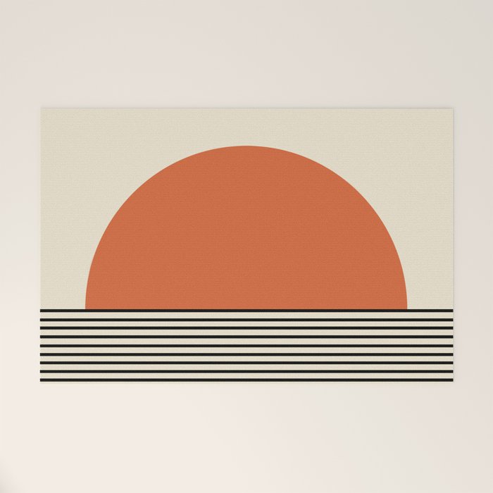 Sunrise Sunset I - Orange Black Welcome Mat
