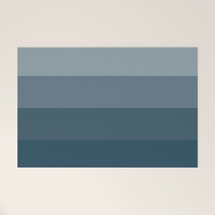 Minimal Retro Sunset Sunrise - Nautical Ocean Blue Welcome Mat
