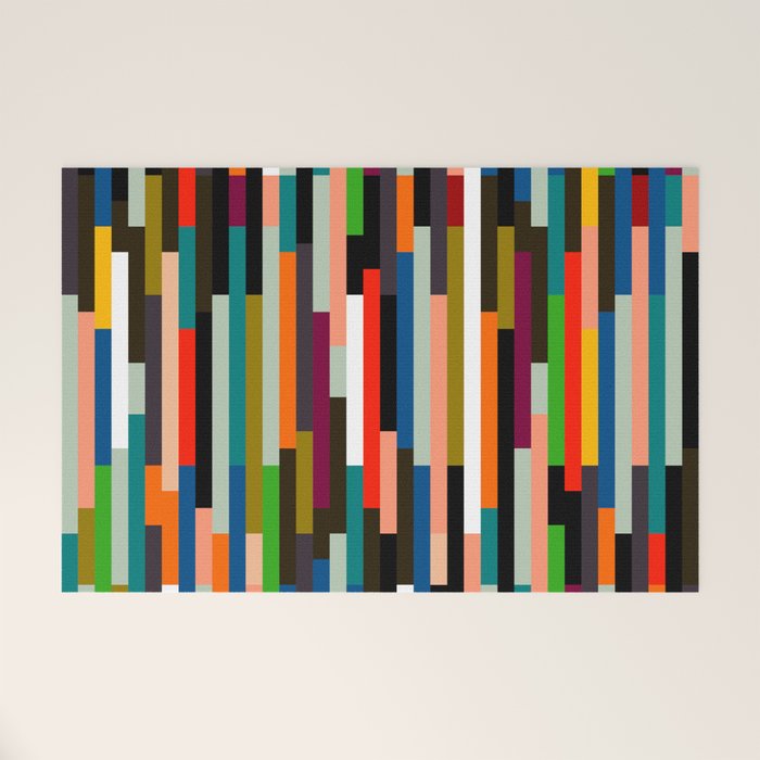 Mid Century Stripes Geometry Retro Welcome Mat
