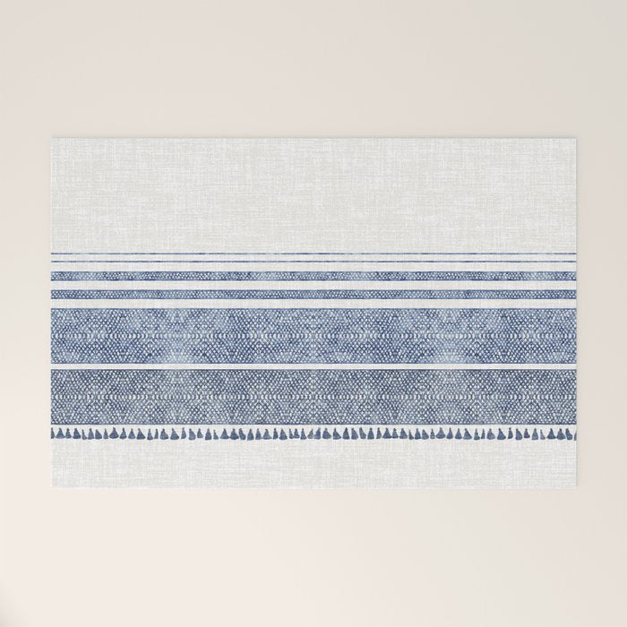 French Linen Chambray Tassel Welcome Mat