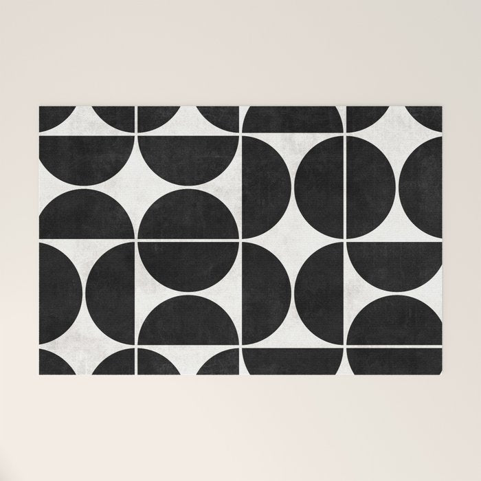 Mid-Century Modern Pattern No.3 - Black And White Welcome Mat