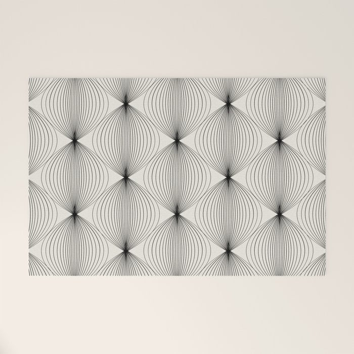 Geometric Orb Pattern - Black And White Welcome Mat