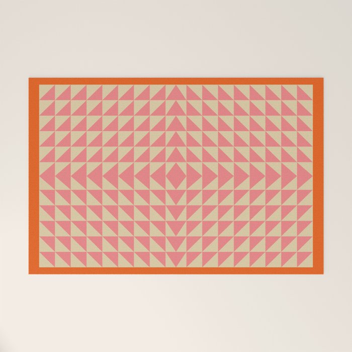 Bold Triangle Pattern In Pink And Orange Welcome Mat