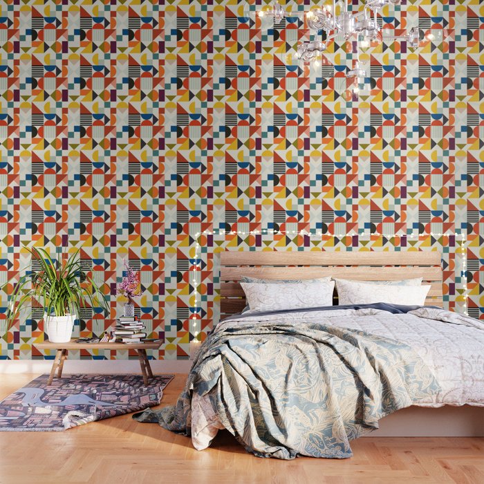 Mid Century Retro Shapes Geometric Wallpaper
