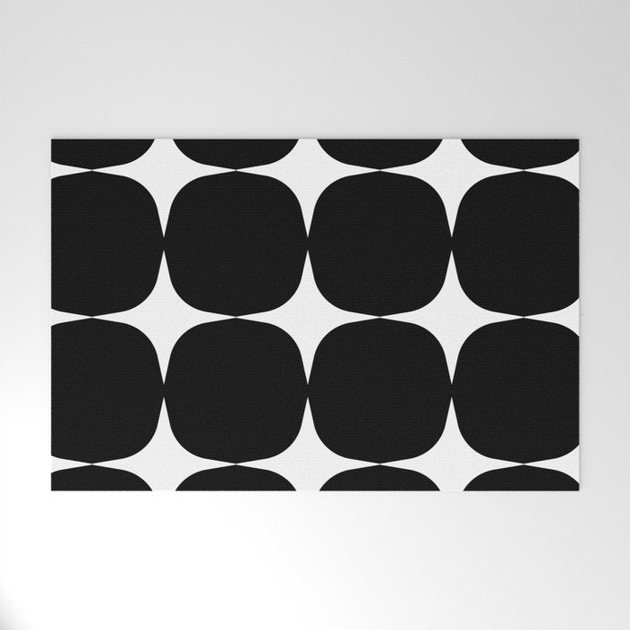 Retro '50s Shapes In Black And White Welcome Mat