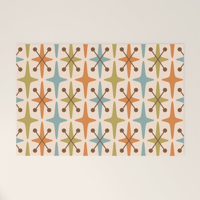Mid Century Modern Googie Star Pattern Mid Mod Welcome Mat