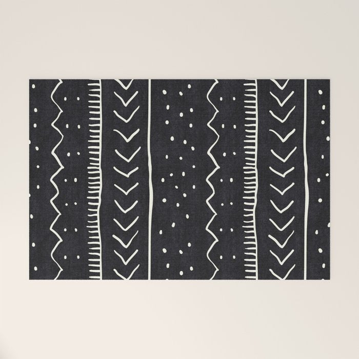 Cute Geometric Stripe In Black And White Welcome Mat