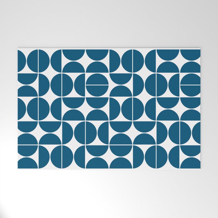 Mid Century Modern Geometric 04 Blue Welcome Mat